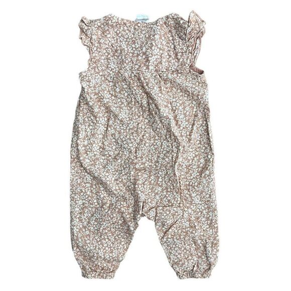 H&M Baby Girl Floral Print Sleeveless Cotton Romper White & Tan Size 3M - Picture 3 of 9